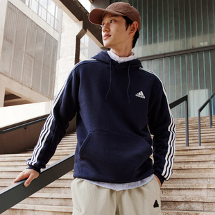 Adidas/阿迪达斯卫衣男子秋冬新款加绒加厚运动连帽套头衫IJ6473