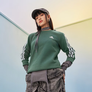 Adidas/阿迪达斯卫衣女子秋季新款加绒加厚运动圆领套头衫HM1930