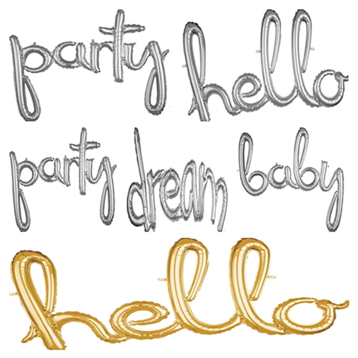 美国Anagram装饰光版连体字母气球Party baby hello生日派对气球