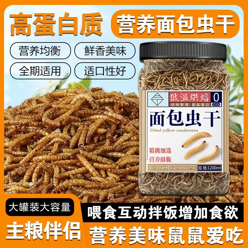面包虫干黄粉虫大麦虫黑水牤蟋蟀干鸟食饲料高蛋白仓鼠龟粮鱼