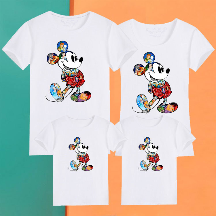 2024米奇亲子装短袖一家四口全家装洋气幼儿园活动班服母女装t恤