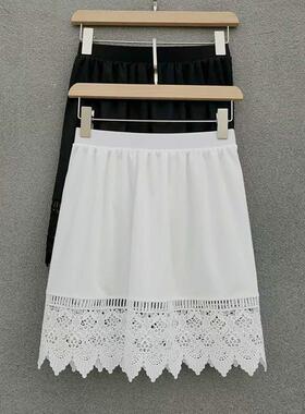 蕾丝花边叠穿打底裙防透防静电半身裙内搭汉服内衬裙防走光衬裙