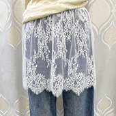 2025秋蕾丝屁帘女叠穿下摆白色裙帘高级感遮臀罩裙牛仔裤 子搭屁帘