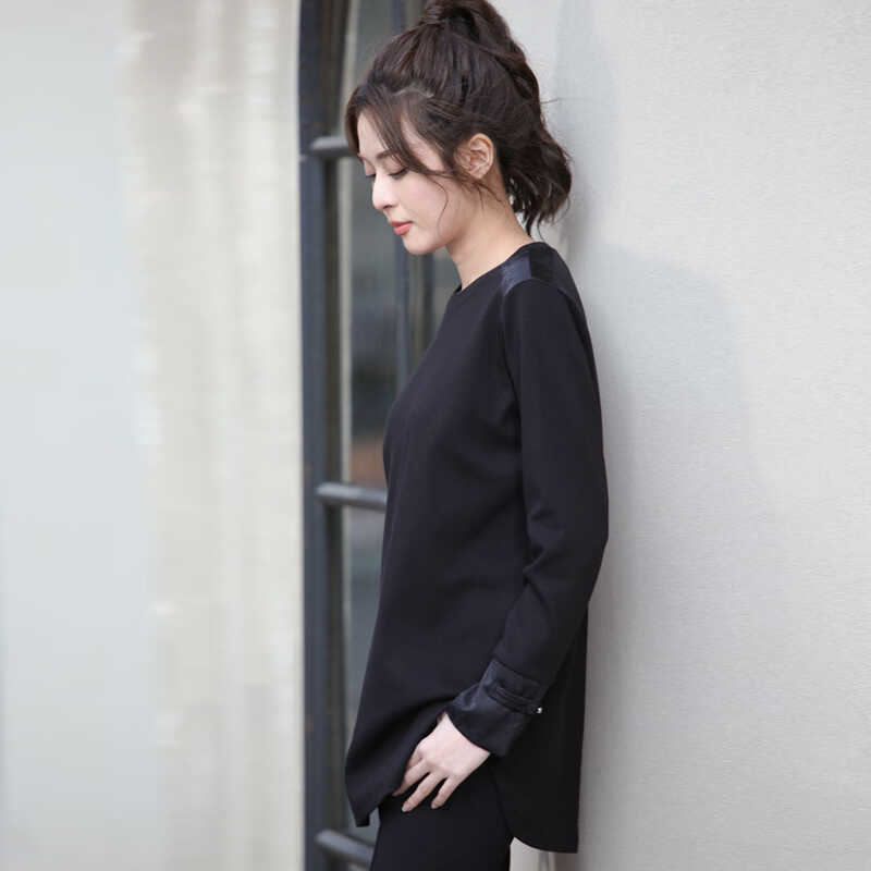 长袖简约遮胯显瘦正肩INSt恤女