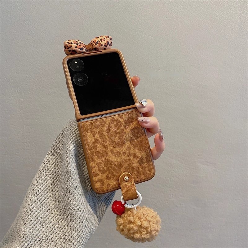 适用折叠屏小米MixFlip2手机壳膜一体荣耀MagicVFlip2秋冬毛绒豹纹Purax华为pocket2三星zflip7摩托罗拉毛绒5