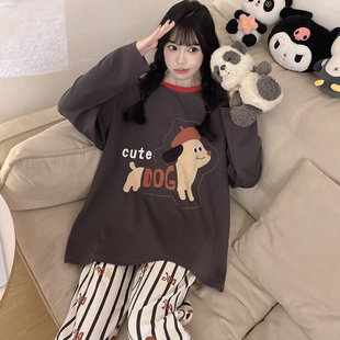 胖m200斤家居服套装 春秋季 宽松加肥加大卡通款 纯棉睡衣特大码 长袖