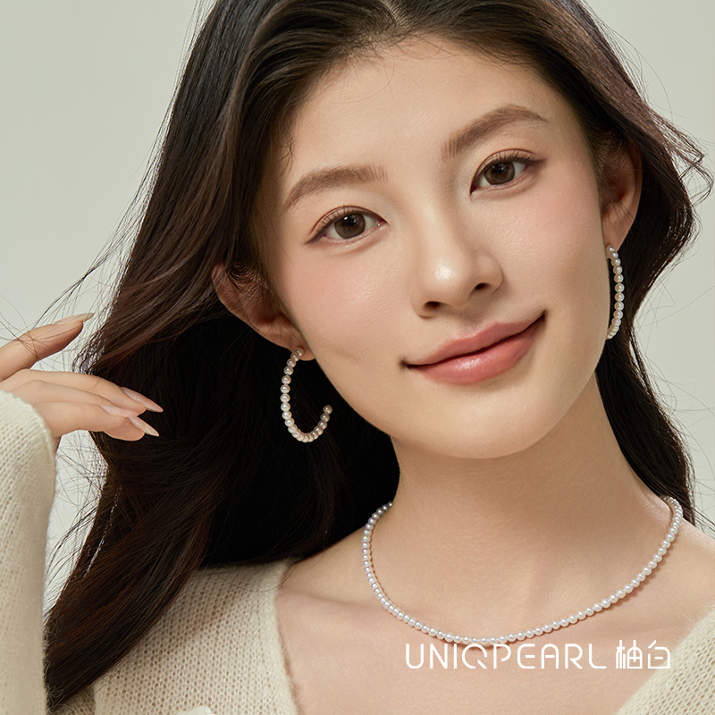 天然珍珠耳环女18K金耳钉