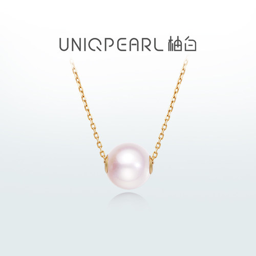 UP柚白 路路通项链18K黄金天然珍珠极光正圆8-8.5mm转运珠女吊坠