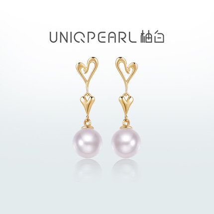 【情书】 柚白18K金7-7.5mm极光珍珠爱心耳环设计感礼物耳饰