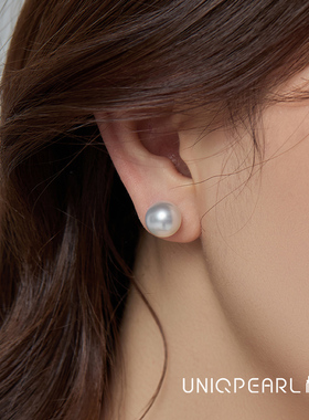 柚白 高品质澳白耳钉18K金GUILD大证维纳斯冷光耳环南洋海水珍珠