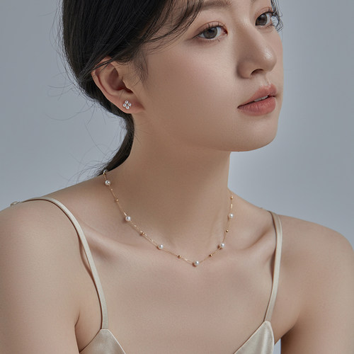 淡水头档颗粒搭配厚实纯18K金链