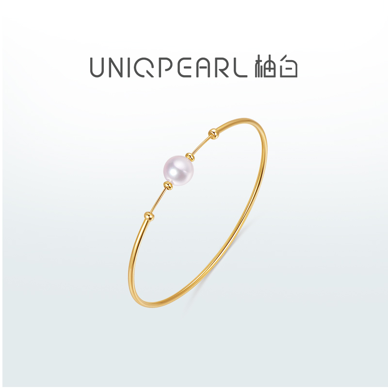 【拾光】UP柚白 18K金天然极光珍珠手镯女软金工艺手链情人节礼物