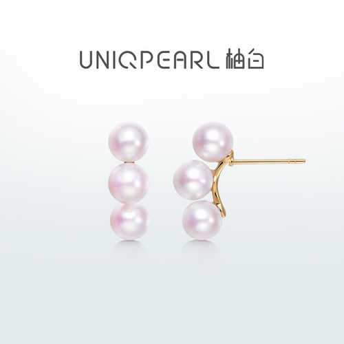 【豌豆】柚白 18K金天然极光珍珠6.5-7mm女时尚耳环耳钉大嫂同款