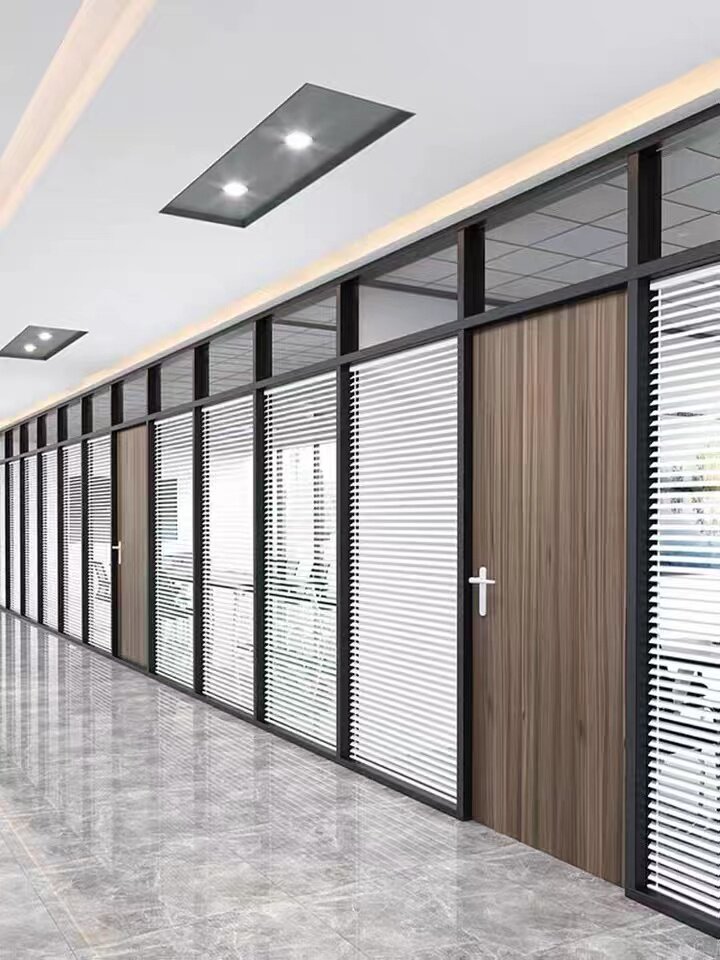 直销南昌隔断高办公室隔断墙双层钢化玻璃百叶窗隔间铝合金屏风墙