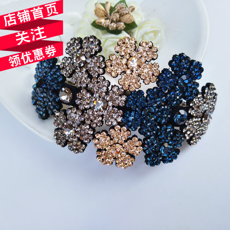 韩版奢华镶钻水晶花朵弹簧夹水钻顶夹马尾夹头发饰品礼物发夹发卡