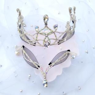 芭蕾变奏通用皇冠套装头饰芭蕾舞头饰纯手工diy饰品银仙子发饰