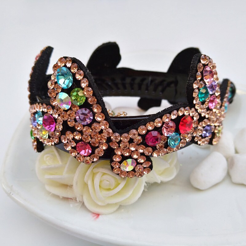 丸子头盘发器韩版发饰发圈成人发夹水钻花苞头配饰扎头发饰品头花