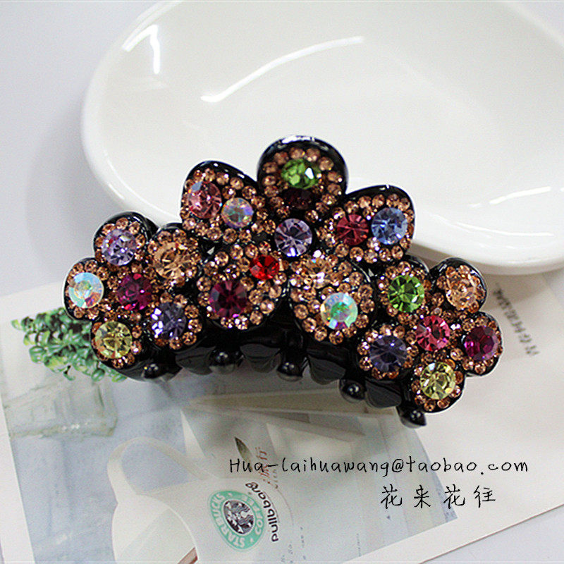 韩版镶钻水晶中号发抓抓夹捷克水钻盘发抓子发夹发卡头发饰品礼物
