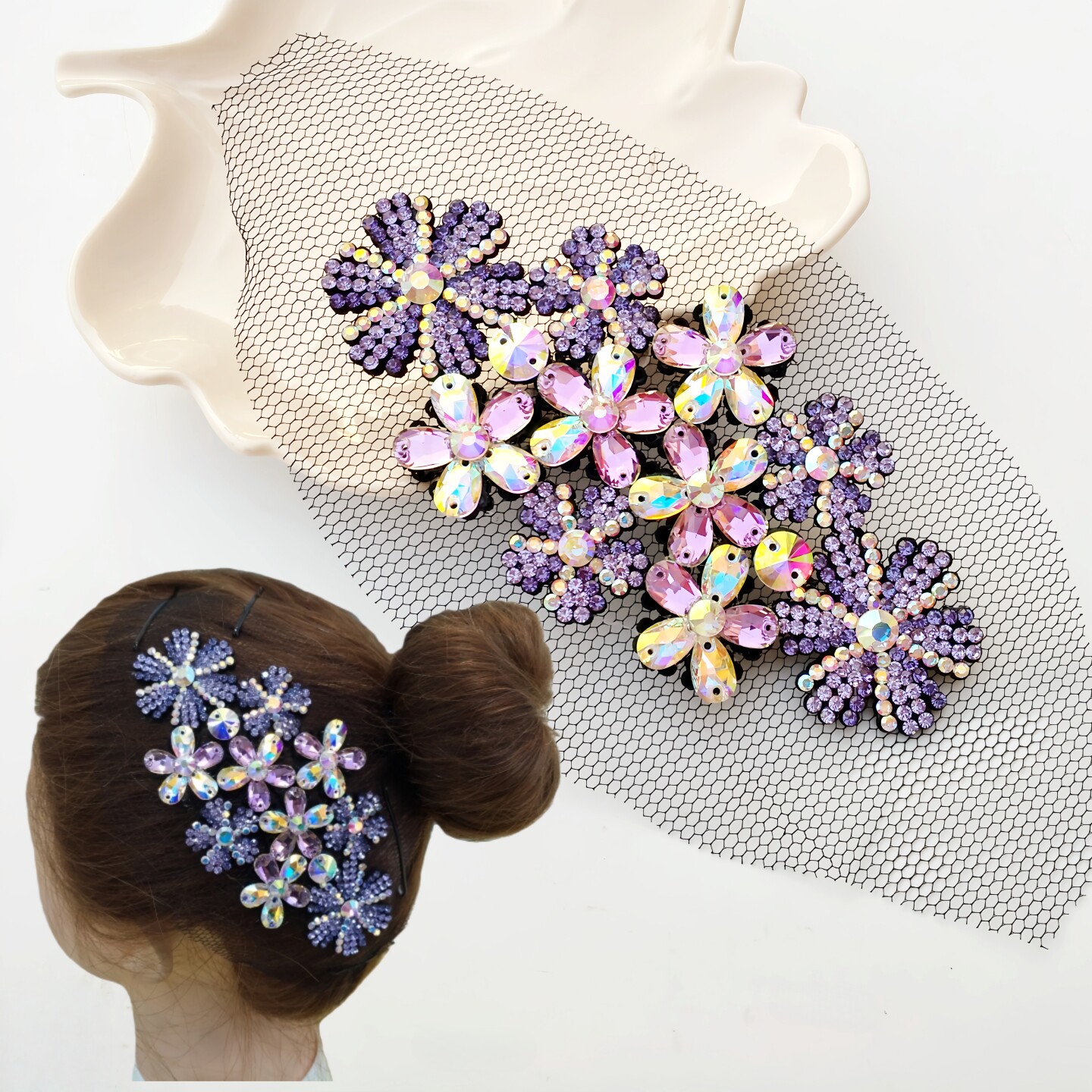 花样滑冰考斯腾头饰发网