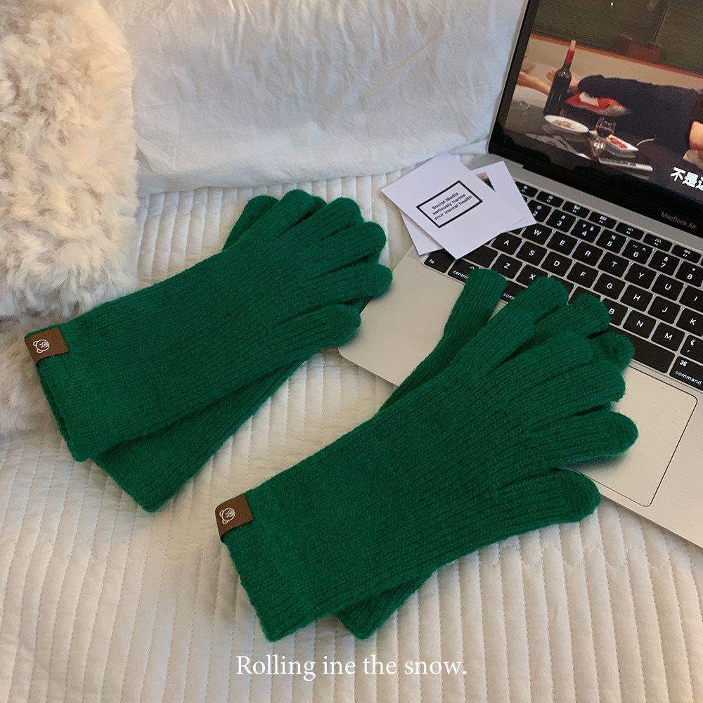 保暖防寒针织毛线分指手套可触屏