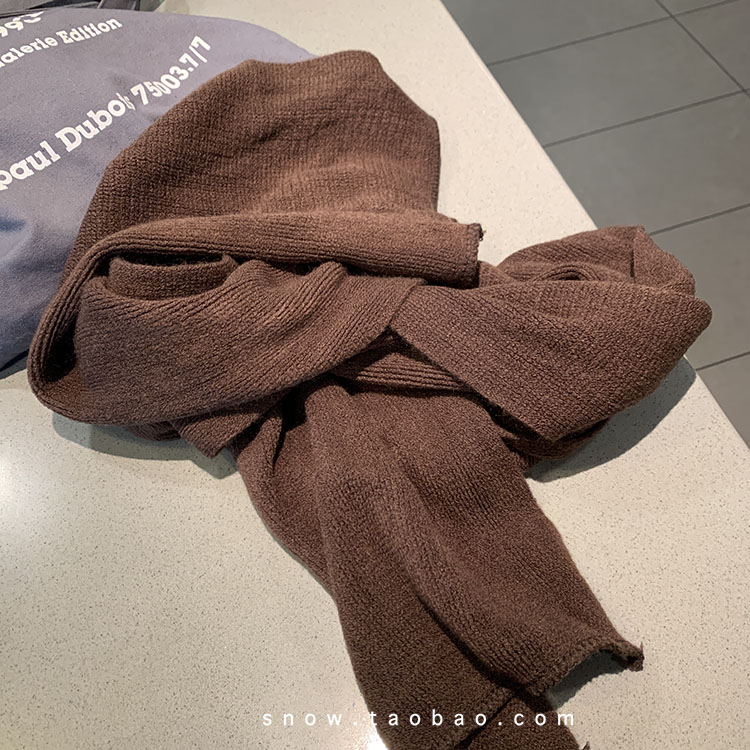 温柔/冬季韩国ins仿羊绒围巾女纯色加厚保暖针织百搭围脖学生情侣