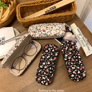 复古国风田园小清新碎花棉布艺眼镜盒小巧便携可爱轻便防压收纳盒