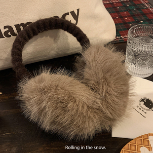 冬季可爱毛绒耳罩女可折叠保暖防寒防冻护耳套毛茸耳捂子骑车耳包