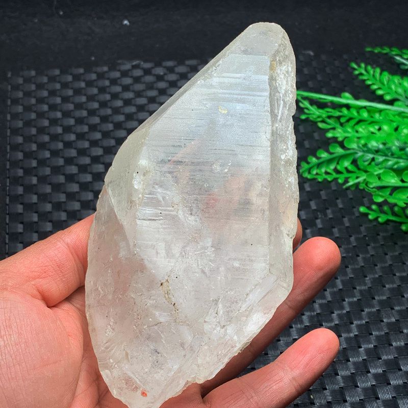 手术刀天然巴西白水晶原石六棱柱摆件山脉印记亮皮横纹700克 70