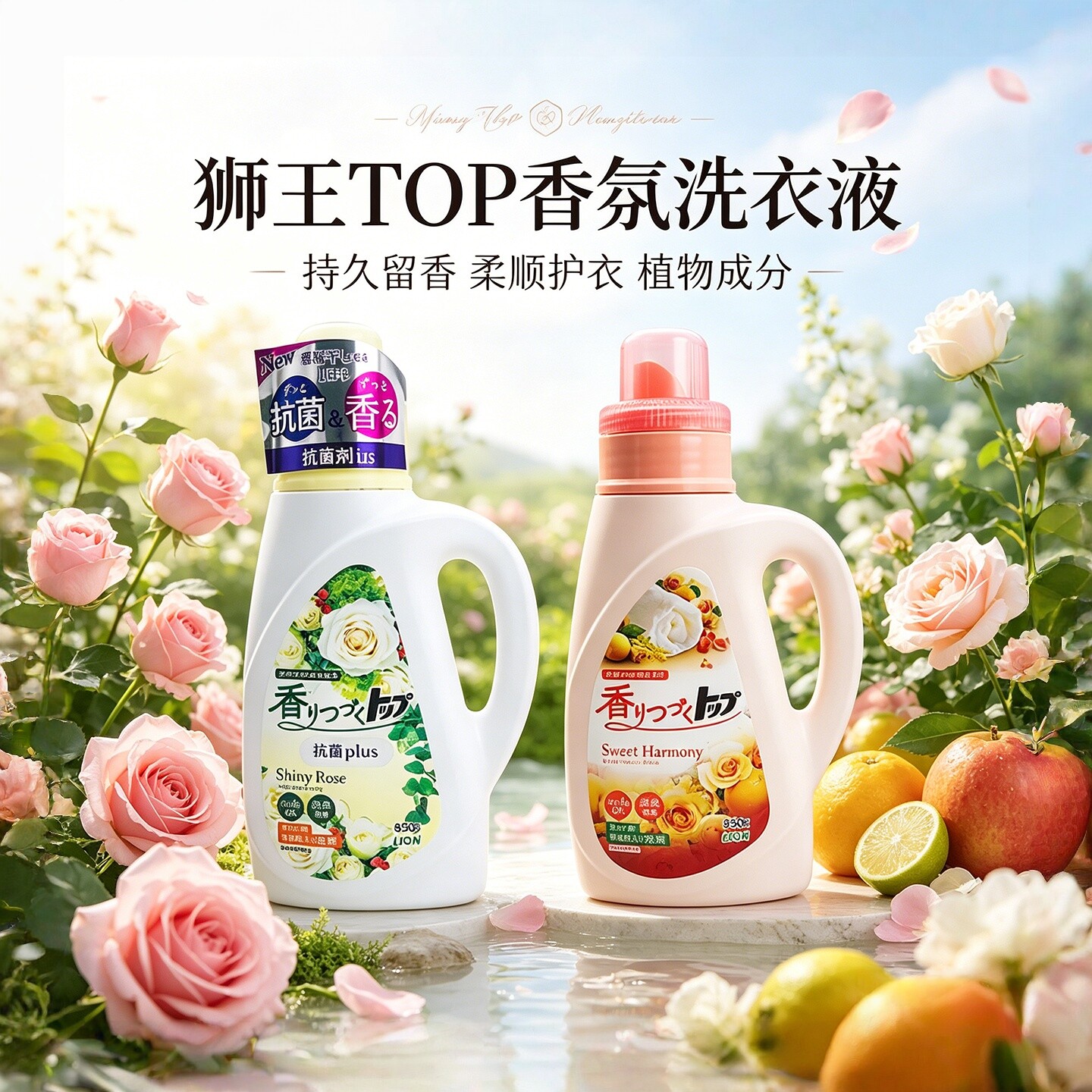 包邮 日本LION狮王TOP香氛洗衣液持久留香含柔顺剂850g/900g/500g