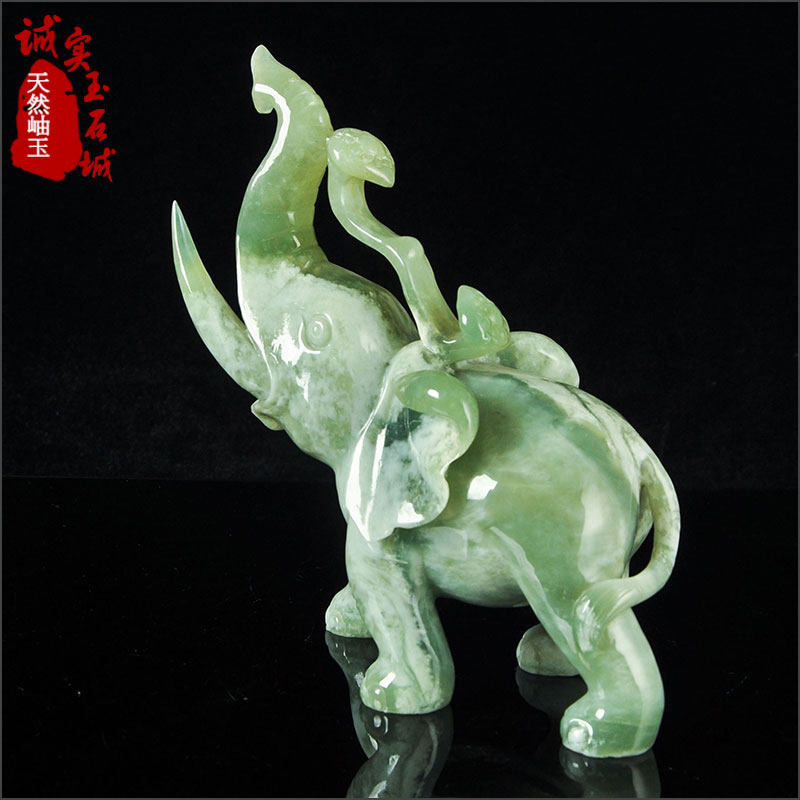 岫色 天然玉石摆件 岫玉摆件精品 酒柜吉祥如意玉雕玉器象摆件
