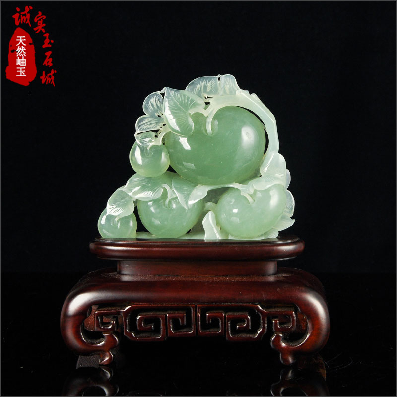 天然玉石岫玉摆件精品 玄关苹果挂件 岫岩玉器原石雕刻摆件礼物