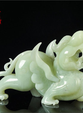 岫色岫玉招财貔貅摆件天然玉石