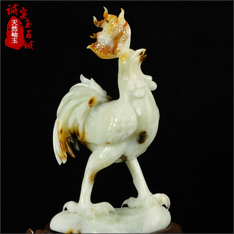 岫玉摆件精品花玉生肖鸡 客厅天然岫岩玉石玉器玉雕招财摆件送礼