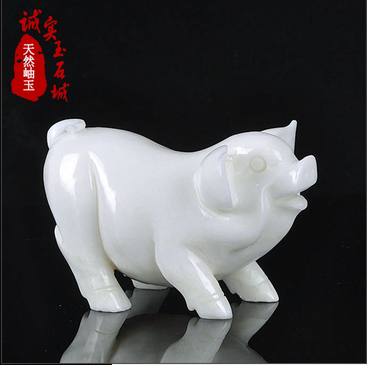 天然玉石岫玉摆件精品 招财生肖猪原石雕刻玉器摆件真品家居礼物