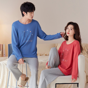 情侣睡衣男士女士春秋季纯棉长袖秋冬款休闲可外穿个性薄款家居服