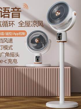 出口110V伏空气循环扇小爱智能语音电风扇APP带小夜灯落地风扇
