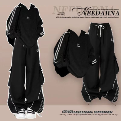 初中生大童少女美式复古连帽卫衣