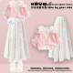 T恤 少女大童露肩短袖 粉色气质蝴蝶结大摆半身裙女 新款 2025夏季