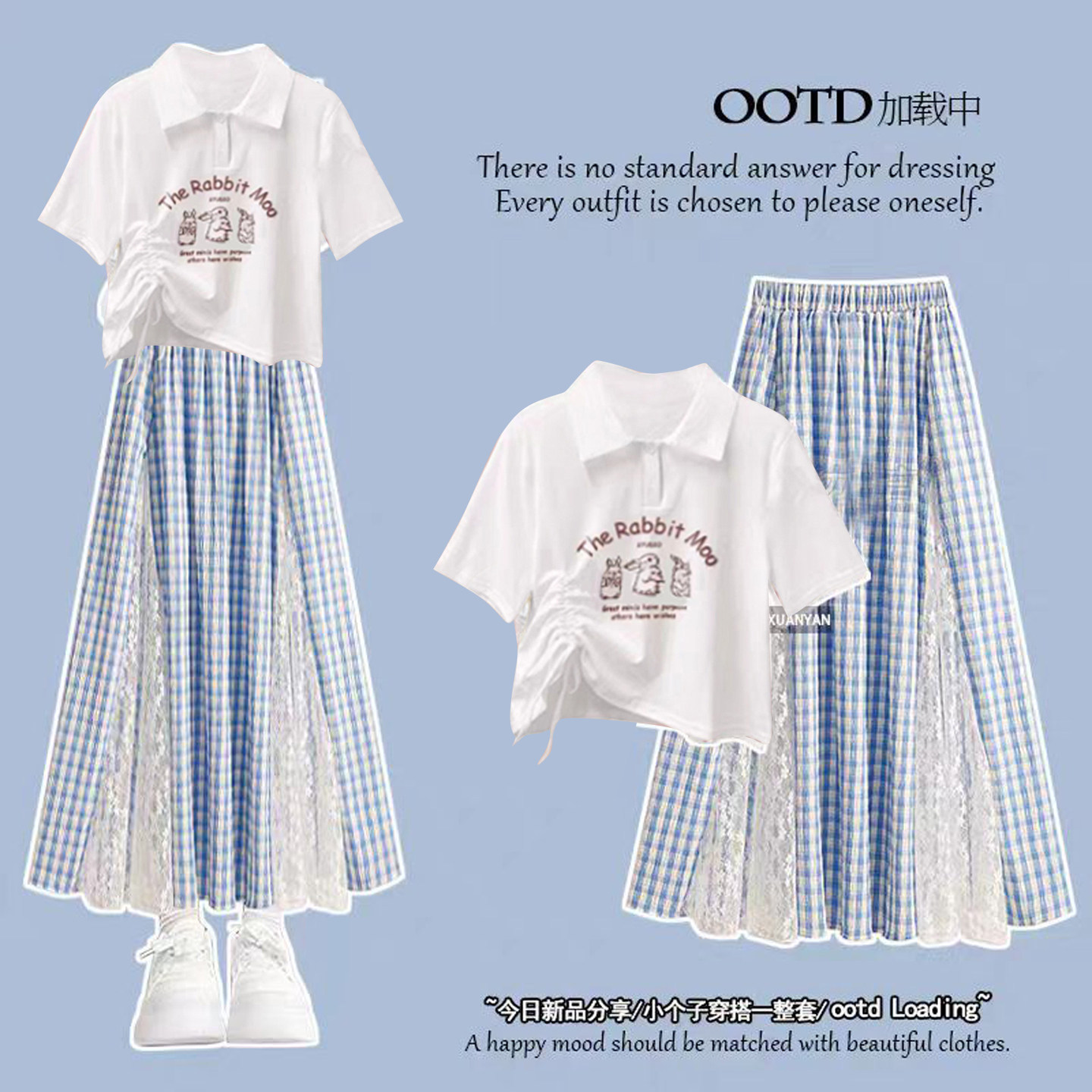 大童少女夏季女polo短袖T恤图片