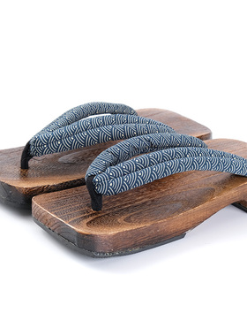 男士中国风木屐夹脚木板家居鞋和服COS木鞋宽板人字男女情侣拖鞋