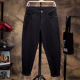 男装 新款 直筒宽松弹力加肥加大码 春秋纯黑牛仔裤 胖子长裤 潮牌显瘦