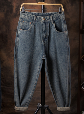 男士宽松哈伦牛仔裤2025春季新款直筒裤潮流百搭休闲长裤潮胖子裤
