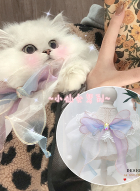 猫咪狗狗仙女口水巾公主风布偶蓝白英短泰迪柯基蕾丝围脖围嘴饰品