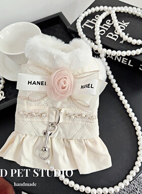 原创宠物猫咪狗狗宠物衣服秋冬新款加绒加厚小香风公主裙保暖外套