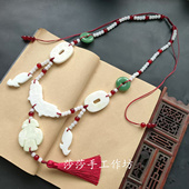 汉服战国袍配饰蓝田玉手工编织璎珞玉组件玉佩秦汉曲直裾魏晋风女