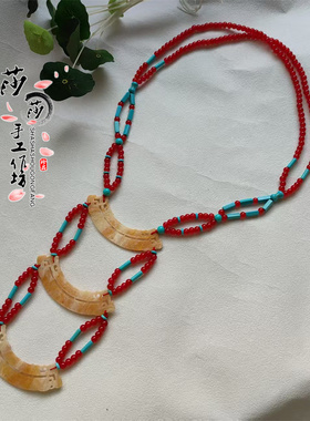 古装项链玉佩珠子款战国宿命古风秦汉复原璎珞仿玉璜汉服配饰魏晋