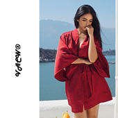 VACW本命年绝美红内衣睡裙情人节浴袍性感吊带女生日结婚礼物情趣