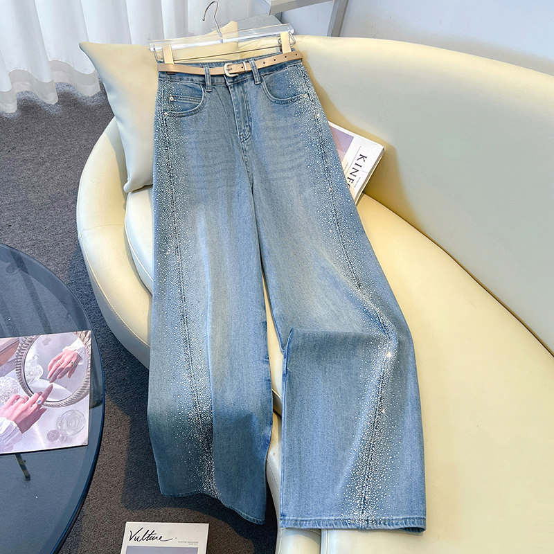 窄版阔腿牛仔裤女2026春季新款高腰垂感宽松休闲遮胯藏肉直筒裤子