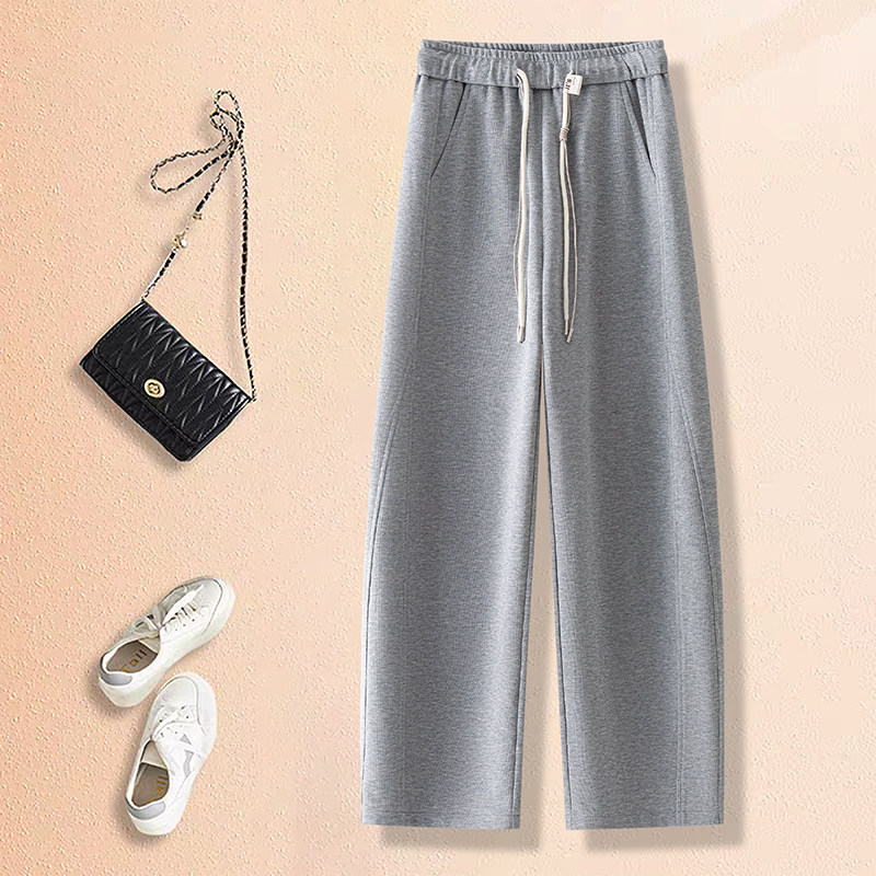 灰色阔腿弯刀裤女2026春秋季新款版型好看的卫裤休闲香蕉运动裤子