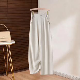 抗皱天丝亚麻裤子女夏季薄款2026新款垂感高端棉麻透气冰丝阔腿裤